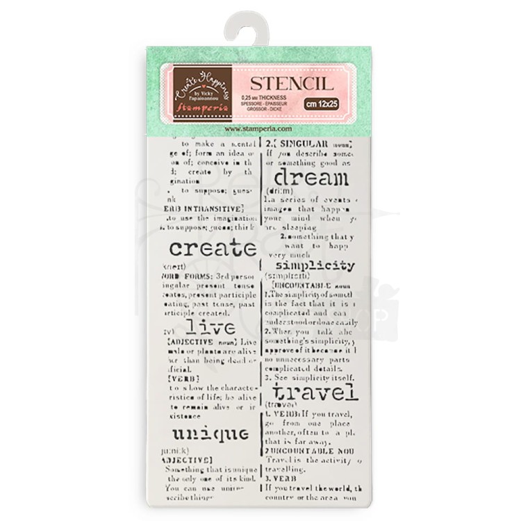 Szablon maska 12x25 Create Happiness Secret Diary słownik KSTDL91 Stamperia