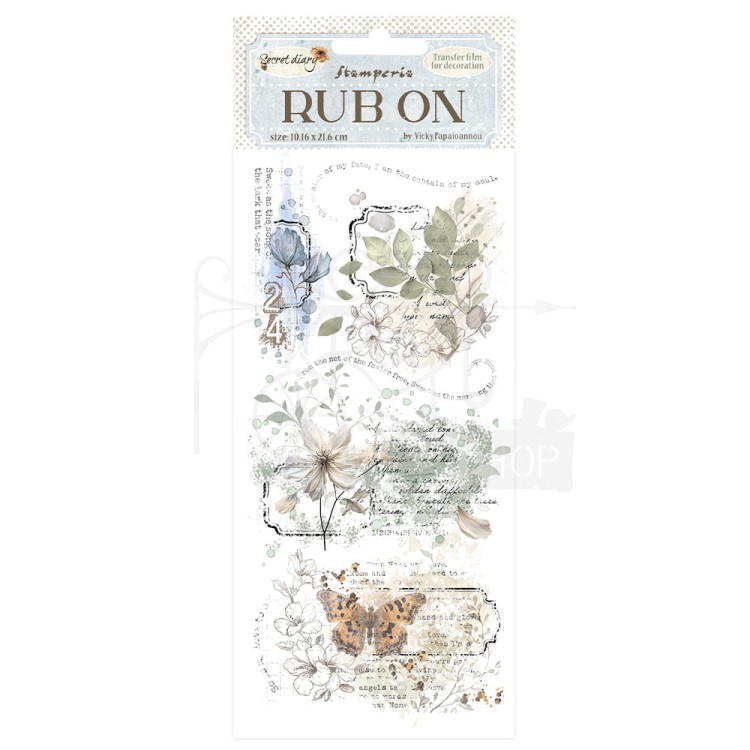Rub-on transfer 10x21.6cm Create Happiness Secret Diary etykiety DFLRB85 Stamperia
