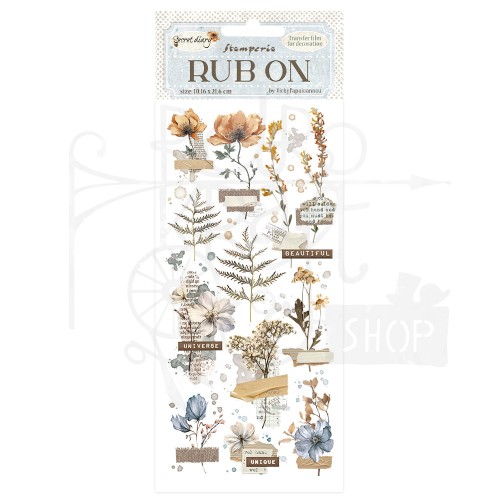 Rub-on transfer 10x21.6cm Create Happiness Secret Diary Botanic DFLRB84 Stamperia