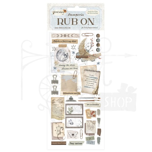 Rub-on transfer 10x21.6cm Create Happiness Secret Diary Notatki i etykiety DFLRB83 Stamperia