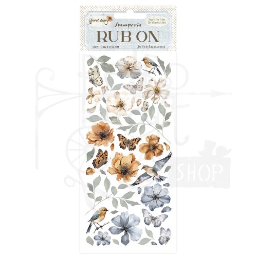 Rub-on transfer 10x21.6cm Create Happiness Secret Diary Kwiaty i ptaki DFLRB82 Stamperia