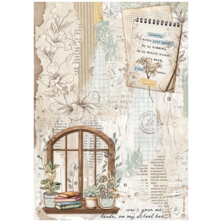 Papier ryżowy A4 Create Happiness Secret Diary Okno DFSA4862 Stamperia