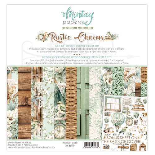 Zestaw papierów do scrapbookingu 30x30 Rustic Charms MT-RST-07 Minaty