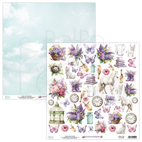 Papier 30x30 arkusz elementów do wycinania Lilac Garden MT-LIL-09 Minaty