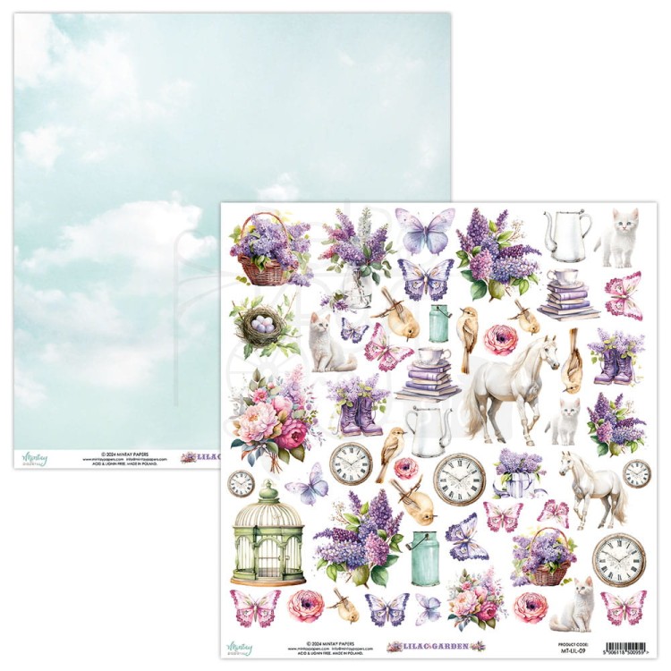 Papier 30x30 arkusz elementów do wycinania Lilac Garden MT-LIL-09 Minaty