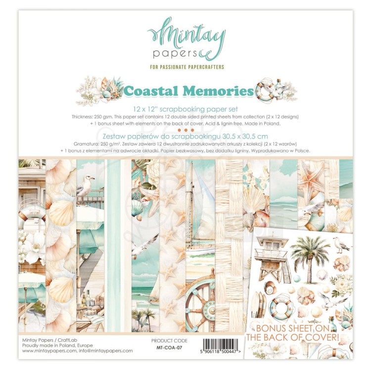 Zestaw papierów do scrapbookingu 30x30 Coastal Memories MT-COA-07 Minaty
