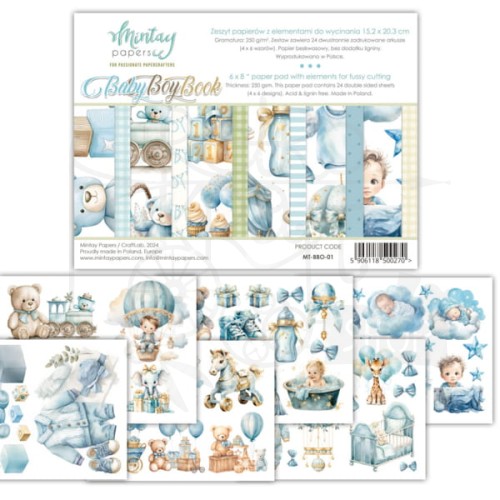 Zestaw papierów 15x20 elementy do wycinania Baby Boy Book MT-BBO-01 Minaty