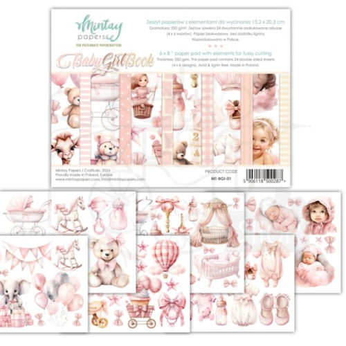 Zestaw papierów 15x20 elementy do wycinania Baby Girl Book MT-BGI-01 Minaty