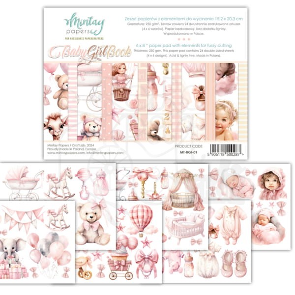 Zestaw papierów 15x20 elementy do wycinania Baby Girl Book MT-BGI-01 Minaty