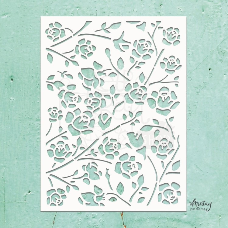 Szablon maska 15x20 Rosebuds Róże MTK-STEN-34 Mintay Kreativa