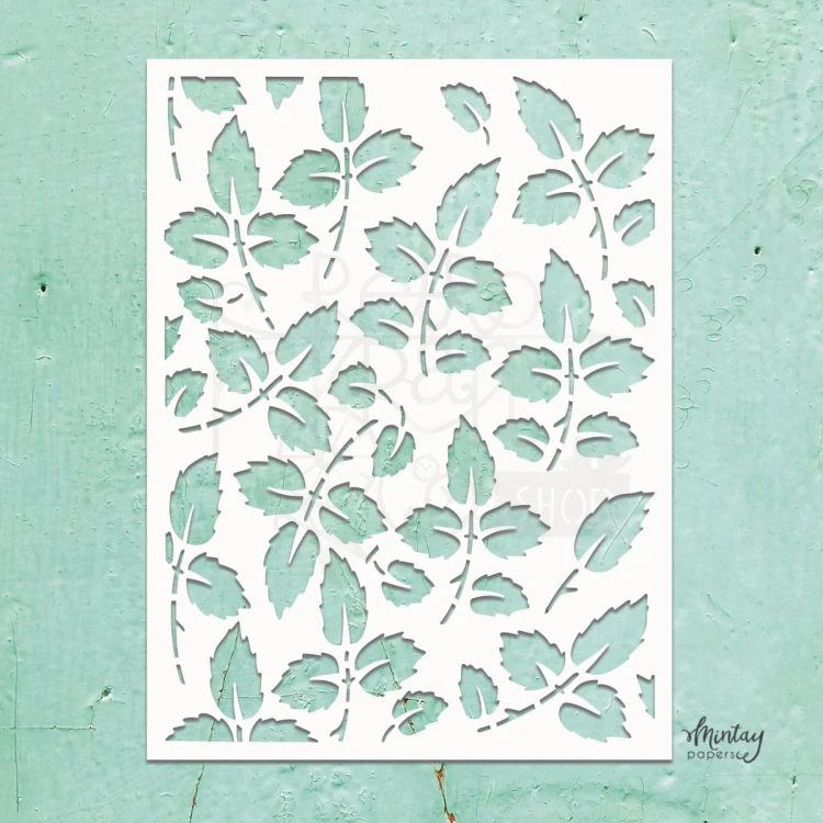 Szablon maska 15x20 Rose Leaves Listki róży MTK-STEN-31 Mintay Kreativa