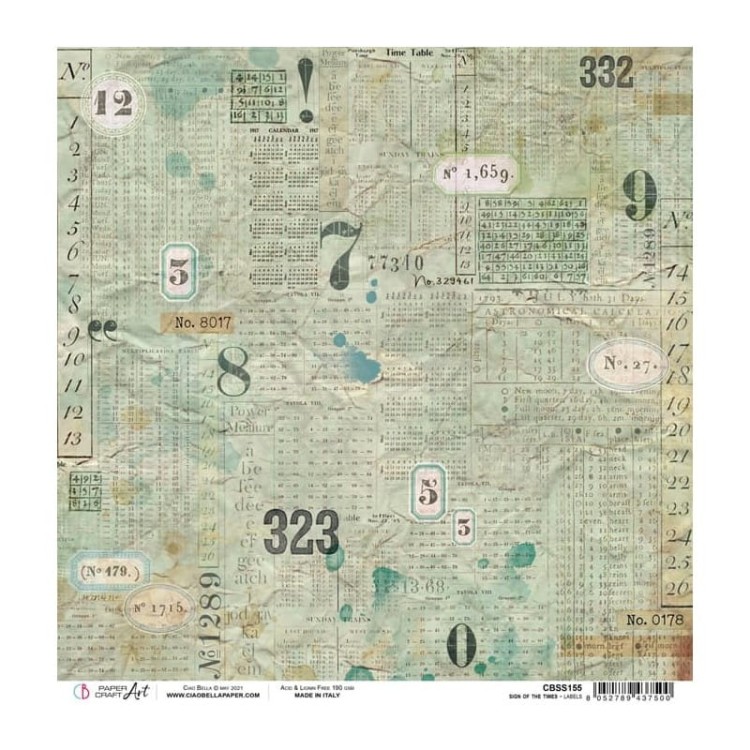 Papier do scrapbookingu 30x30 Sign of the Times Labels CBSS155 Ciao Bella
