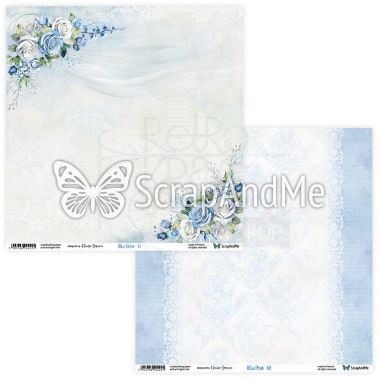 Zestaw papierów do scrapbookingu 20x20 Blue Roses ScrapAndMe