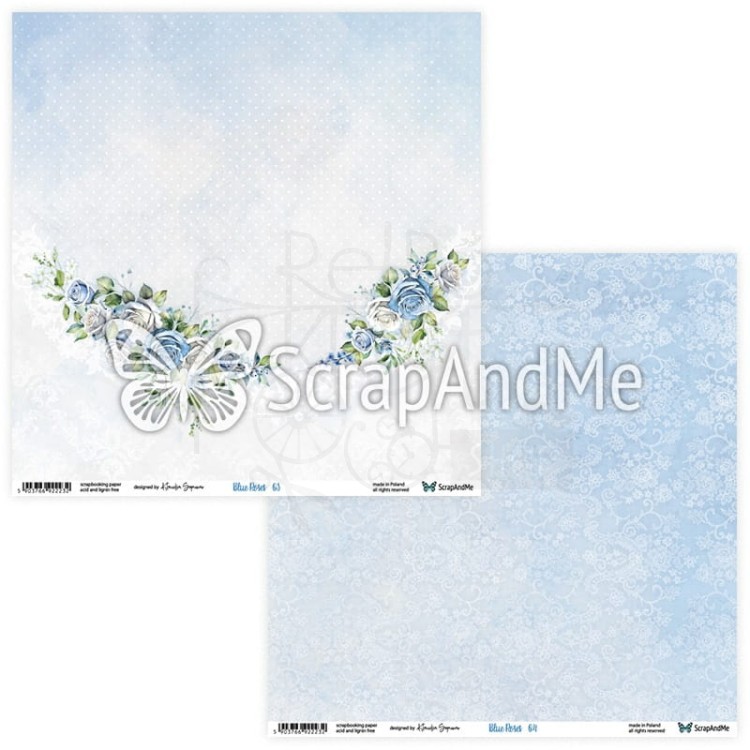 Zestaw papierów do scrapbookingu 20x20 Blue Roses ScrapAndMe