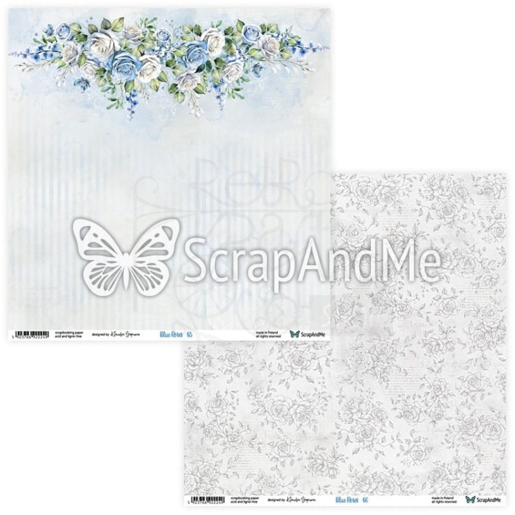 Zestaw papierów do scrapbookingu 20x20 Blue Roses ScrapAndMe