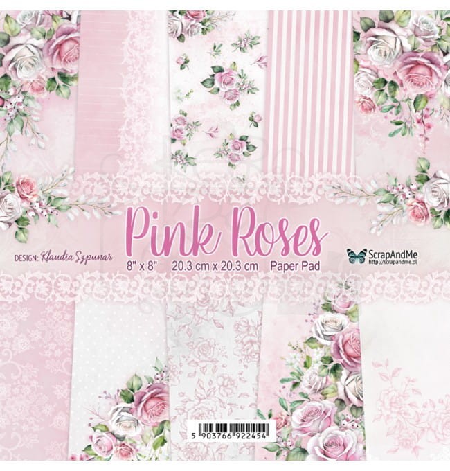 Zestaw papierów do scrapbookingu 20x20 Pink Roses ScrapAndMe