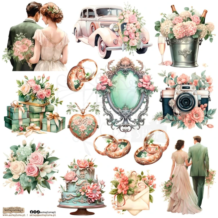 Naklejki do scrapbookingu i art journalingu Wedding Pastel 1 ScrapLove