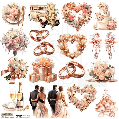 Naklejki do scrapbookingu i art journalingu Wedding Cozy 3 ScrapLove