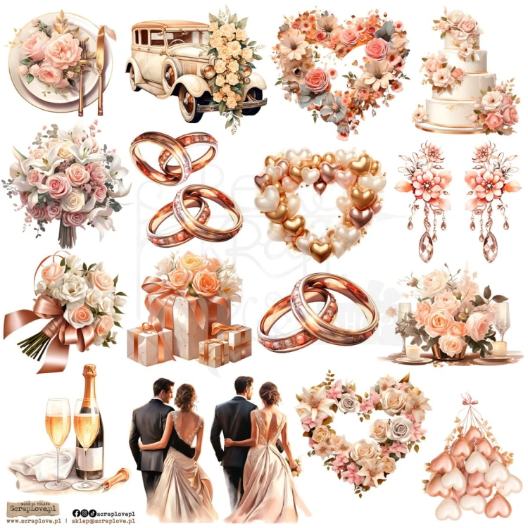 Naklejki do scrapbookingu i art journalingu Wedding Cozy 3 ScrapLove