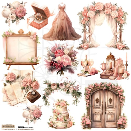 Naklejki do scrapbookingu i art journalingu Wedding Cozy 1 ScrapLove