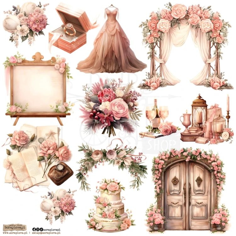 Naklejki do scrapbookingu i art journalingu Wedding Cozy 1 ScrapLove