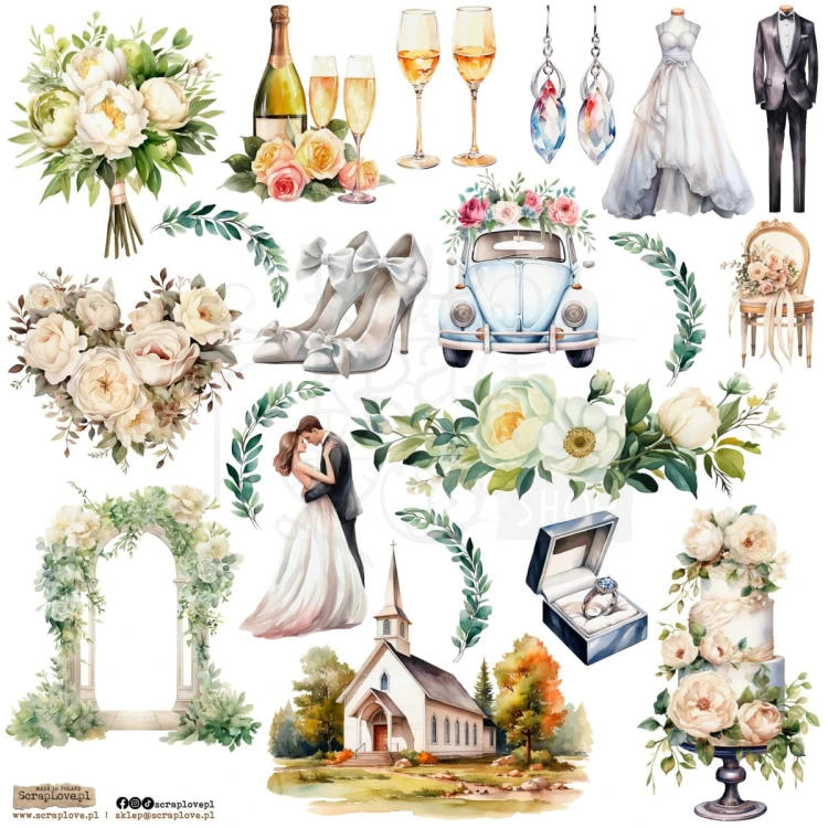 Naklejki do scrapbookingu i art journalingu Wedding 9 ScrapLove