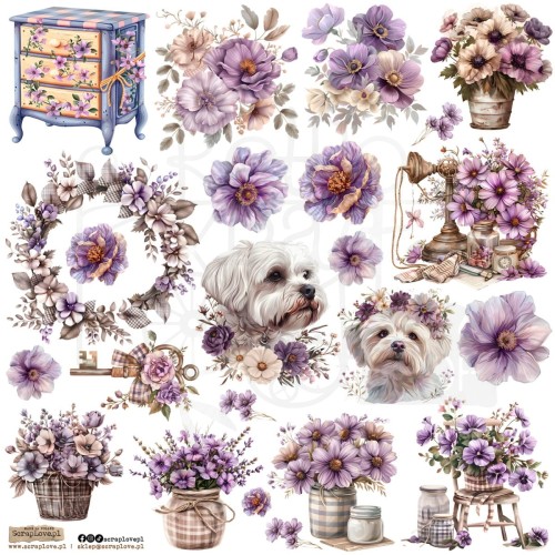 Naklejki do scrapbookingu i art journalingu Violet Flowers 1 ScrapLove