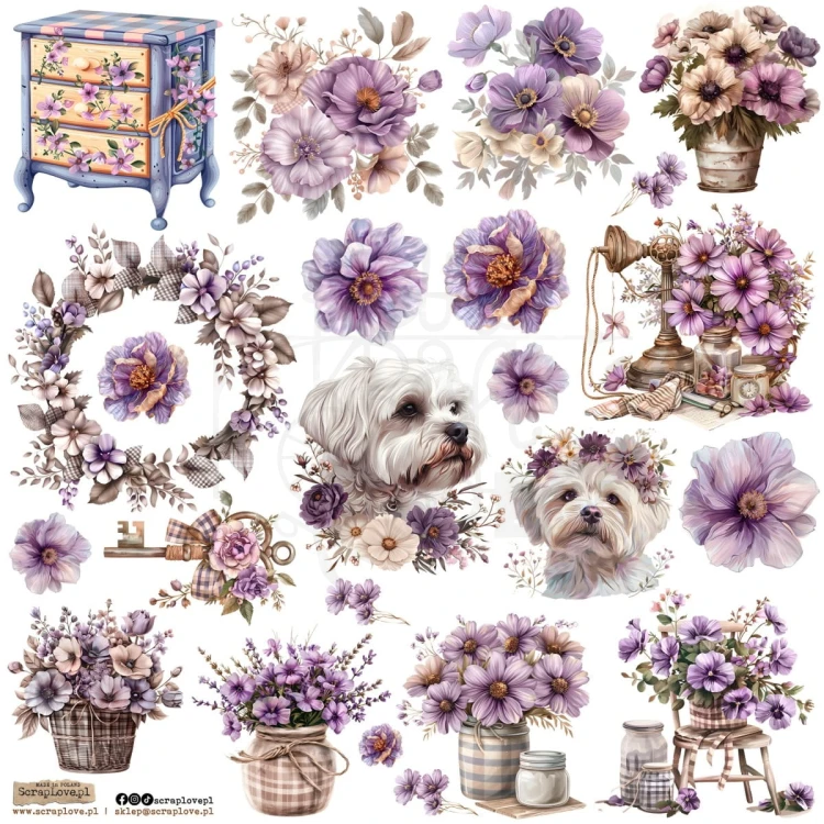 Naklejki do scrapbookingu i art journalingu Violet Flowers 1 ScrapLove