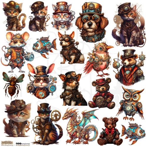 Naklejki do scrapbookingu i art journalingu Steampunk Animals 1 ScrapLove