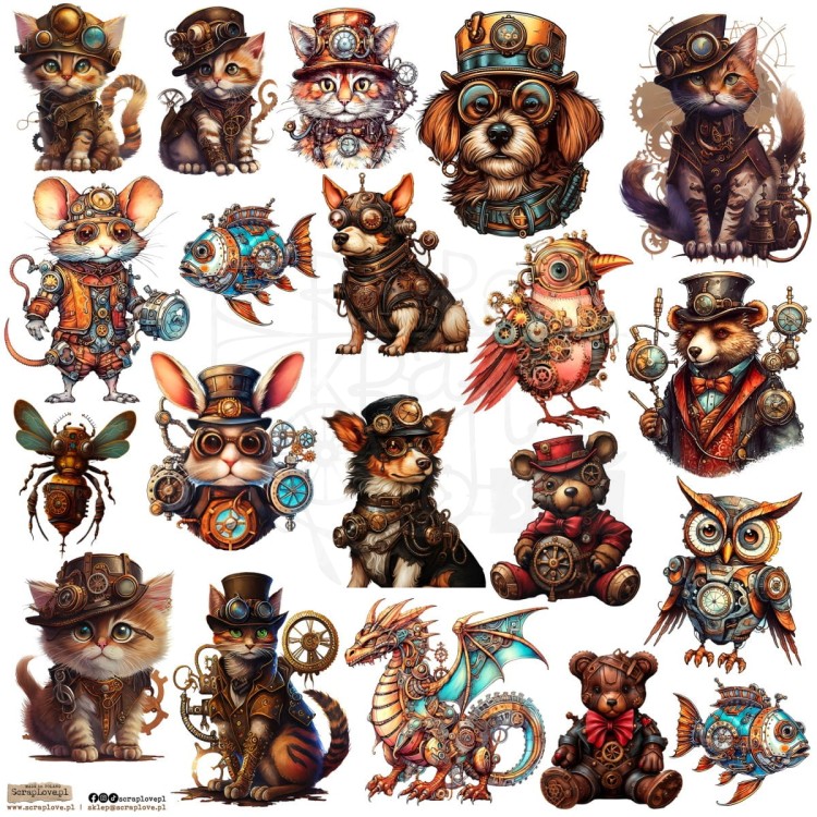 Naklejki do scrapbookingu i art journalingu Steampunk Animals 1 ScrapLove