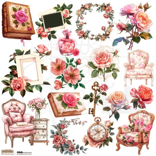 Naklejki do scrapbookingu i art journalingu Roses Pink 2 ScrapLove