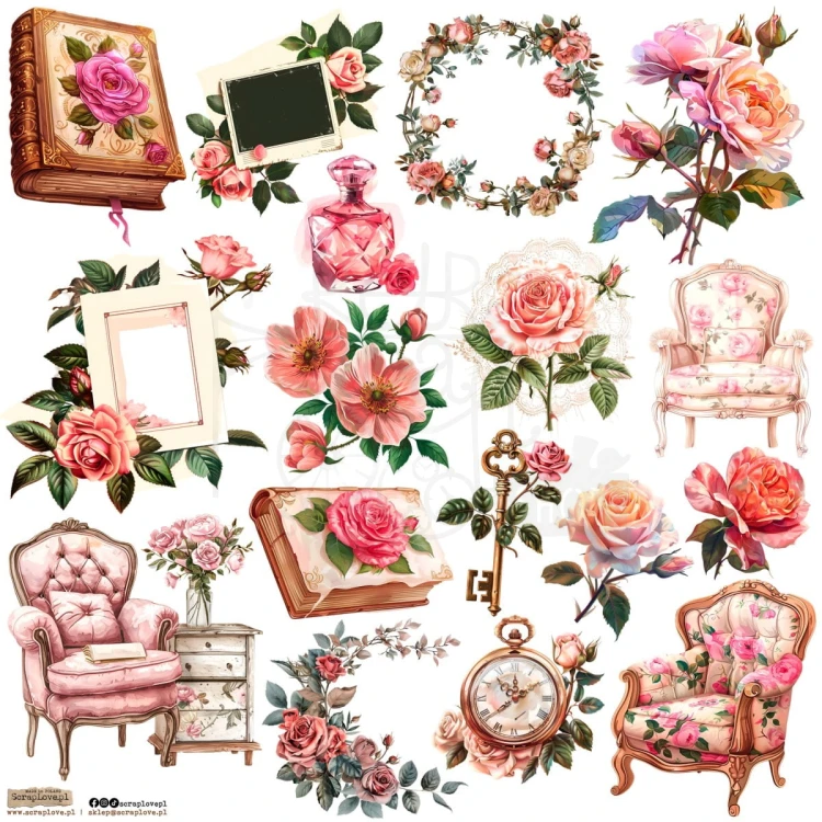 Naklejki do scrapbookingu i art journalingu Roses Pink 2 ScrapLove