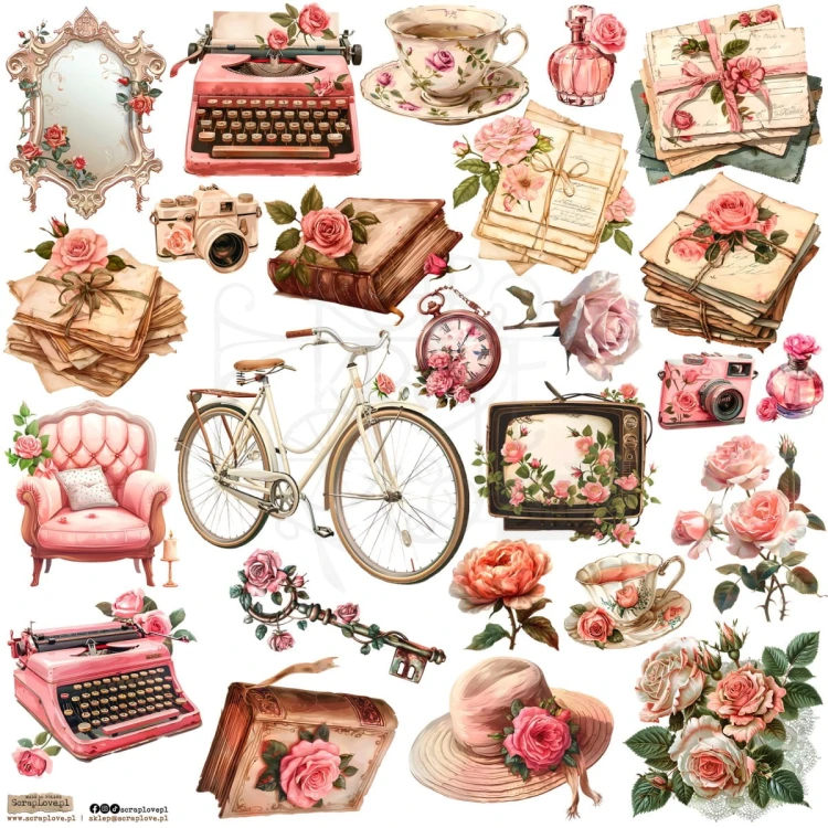 Naklejki do scrapbookingu i art journalingu Roses Pink 1 ScrapLove