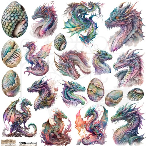 Naklejki do scrapbookingu i art journalingu Pastel Dragon 1 ScrapLove