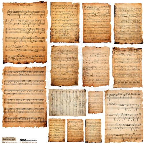 Naklejki do scrapbookingu i art journalingu Old Music Notes 1 ScrapLove