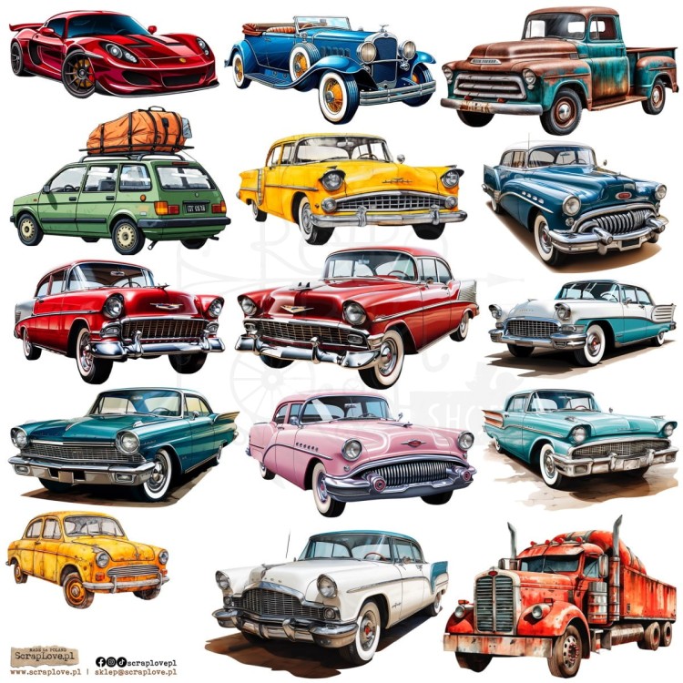 Naklejki do scrapbookingu i art journalingu Old Cars 3 ScrapLove