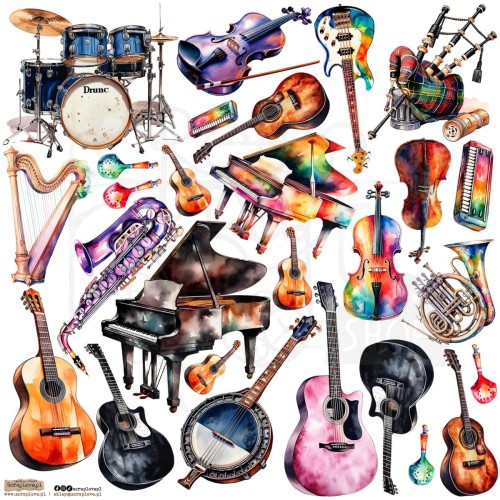 Naklejki do scrapbookingu i art journalingu Music Instruments 1 ScrapLove