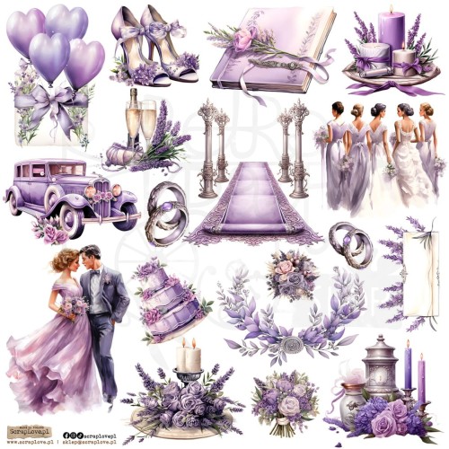 Naklejki do scrapbookingu i art journalingu Lavender Wedding ScrapLove