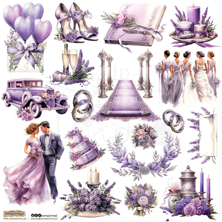 Naklejki do scrapbookingu i art journalingu Lavender Wedding ScrapLove