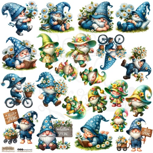 Naklejki do scrapbookingu i art journalingu Gnomes Spring 1 ScrapLove