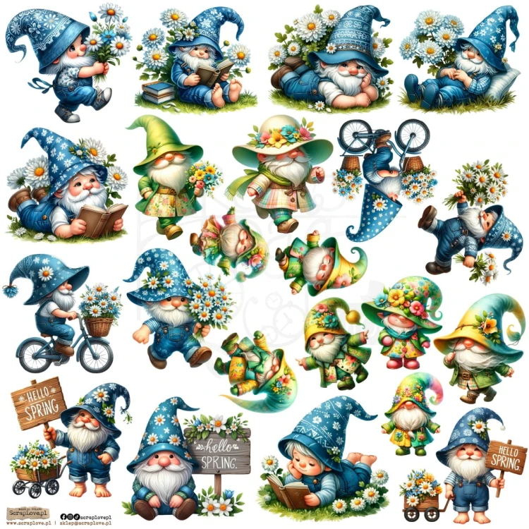 Naklejki do scrapbookingu i art journalingu Gnomes Spring 1 ScrapLove