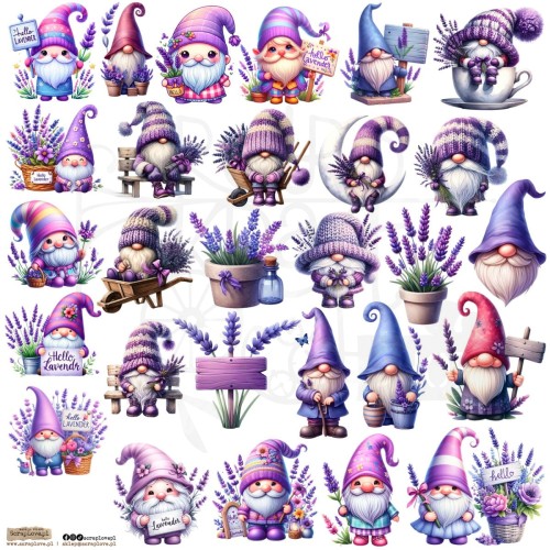 Naklejki do scrapbookingu i art journalingu Gnomes Lavender 1 ScrapLove