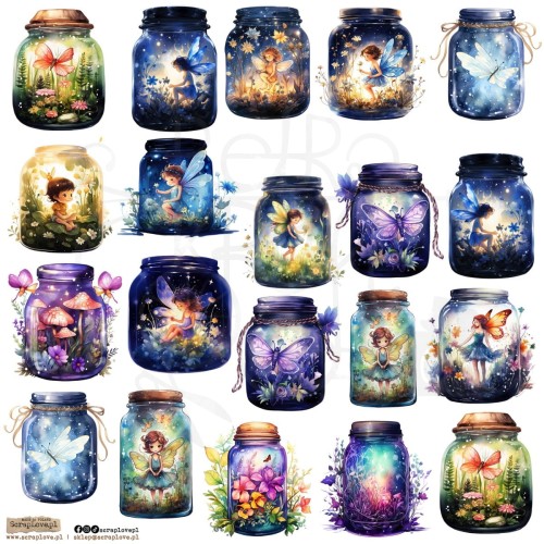 Naklejki do scrapbookingu i art journalingu Fantasy Jars 1 ScrapLove