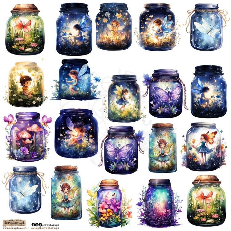 Naklejki do scrapbookingu i art journalingu Fantasy Jars 1 ScrapLove
