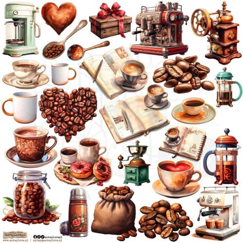 Naklejki do scrapbookingu i art journalingu Coffee Love 1 ScrapLove