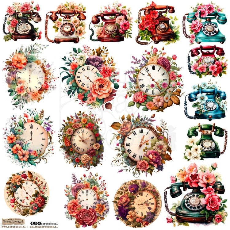 Naklejki do scrapbookingu i art journalingu Clock And Telephone ScrapLove