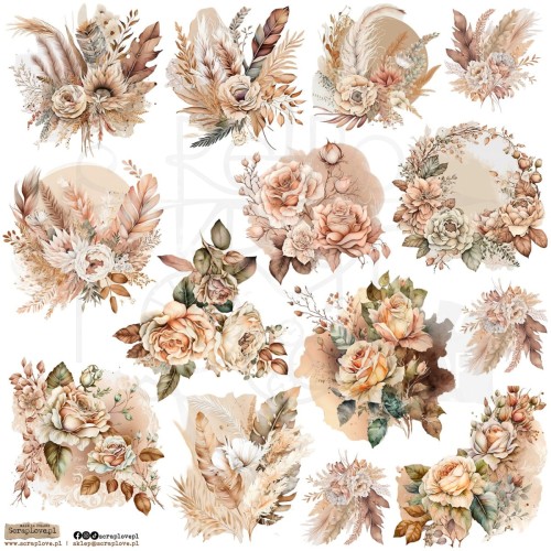 Naklejki do scrapbookingu i art journalingu Boho Floral 1 ScrapLove