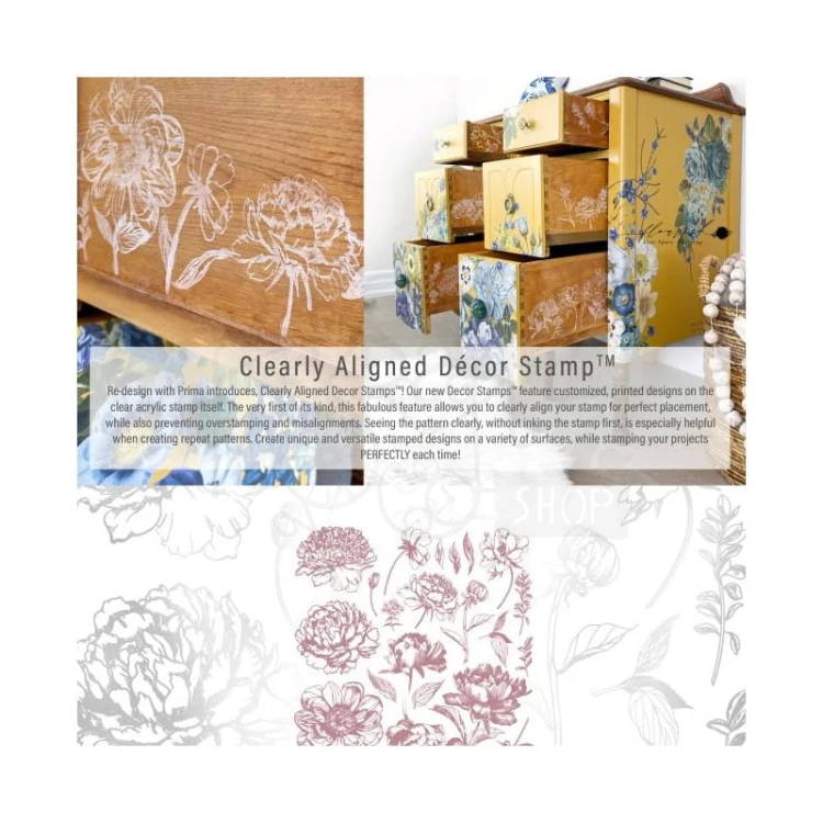 Stempel akrylowy 31x31cm Linear Floral 649159 Prima