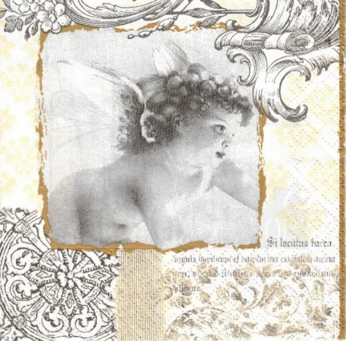 Serwetka 25x25 - Amorek i ornamenty