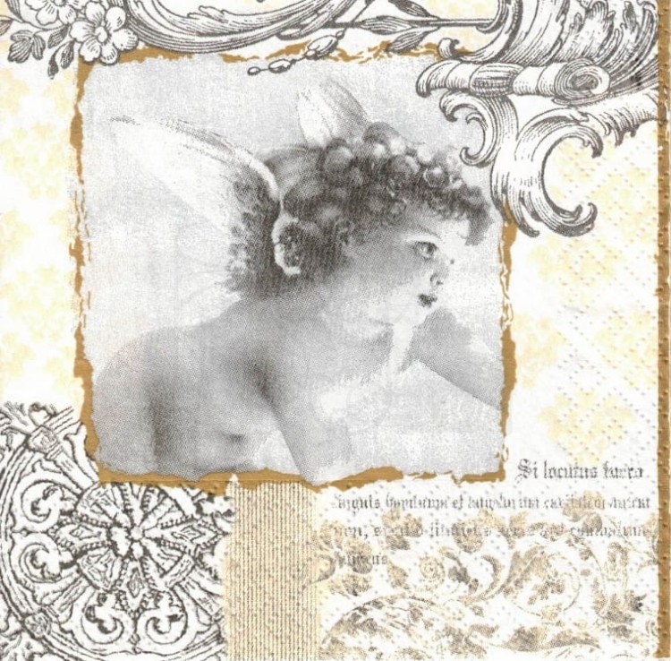 Serwetka 25x25 - Amorek i ornamenty